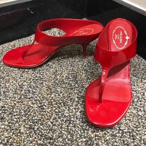 Red Prada Thong Pumps 8485 36